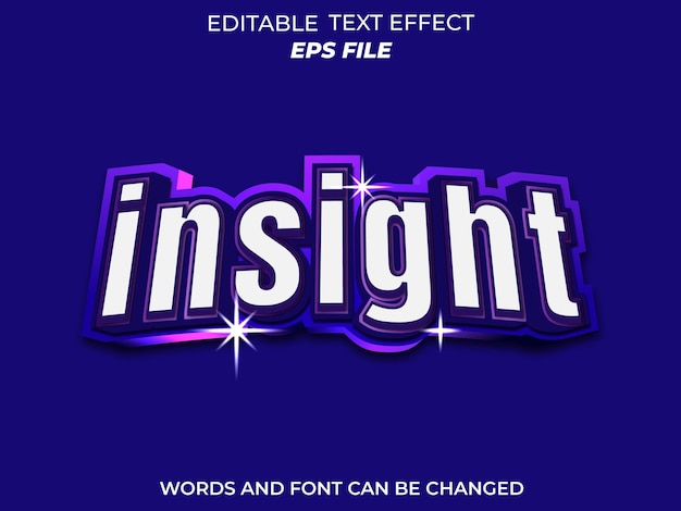 insigh text effect editable 3d text for logo and business brand vector template