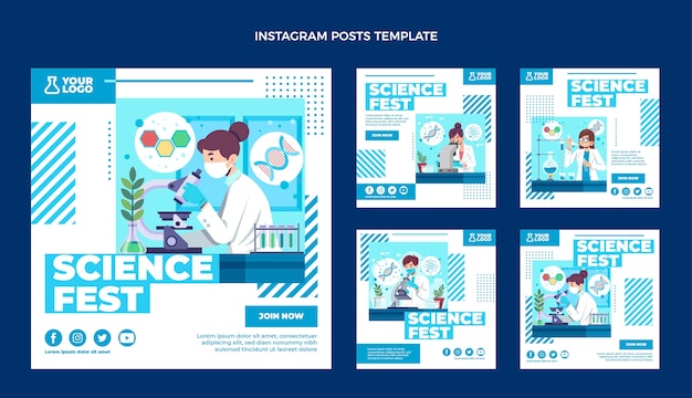 Instagram-inlägg om vetenskap i platt design