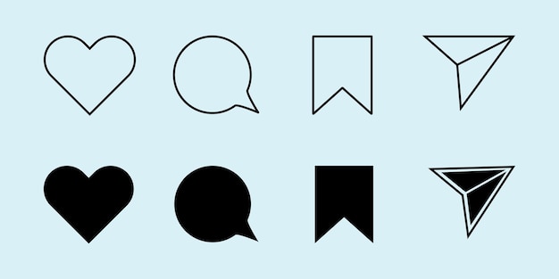 instagram media icons like comment share save web flat icon icon collection social media