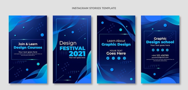 Instagram-stories med gradient af abstrakt, flydende teknologi