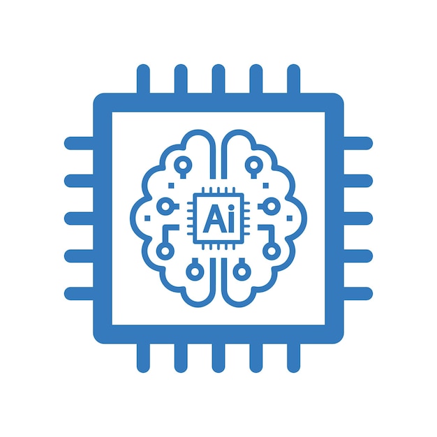Intelligence brain chip icon Blue color design