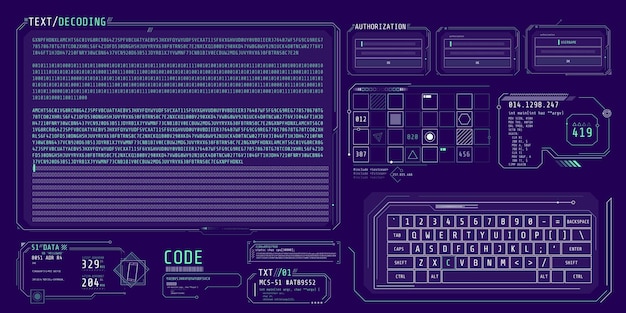 Interface of the program for processing and decoding big data Vector illustration