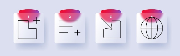 Interface set icon Add shape text addition insert arrow globe UI design digital tools user interaction online content web interface