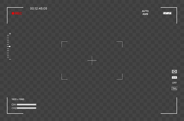 Interface viewfinder digital camera settings on a black background Vector illustration