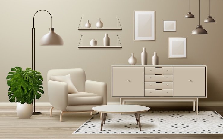 Vektör interior design elements in realistic design