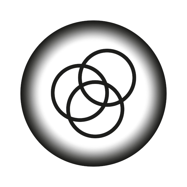 Interlocking circles on spherical gradient background Abstract unity concept