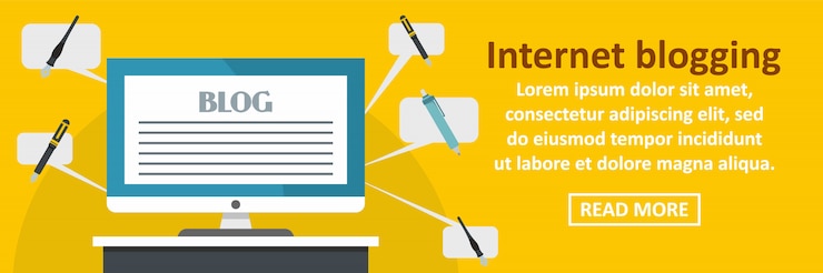Vektör i̇nternet blog banner’ı şablonu yatay konsept