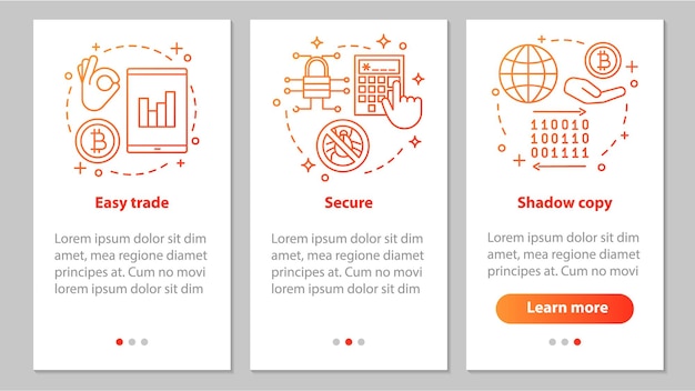 Internet business onboarding mobile app page screen with linear
