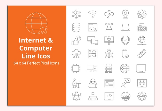 Internet Computer Line icons vectors set