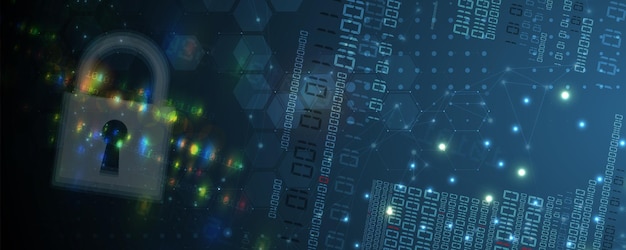 internet digital security technology concept for business background lock on circuit board