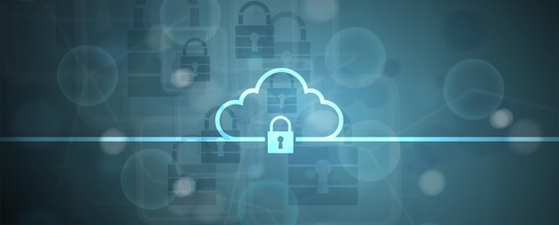 internet digital security technology concept for business background lock on circuit board
