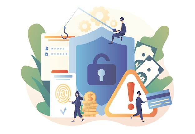 Internet hacker attack and personal data security concept Data protection Tiny anonymous hacker