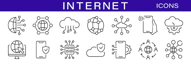 Internet icons set Network line icon collection Vector illustration