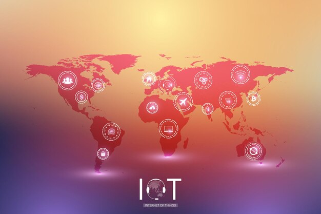 internet of things iot and networking concept for your design presentation futuristic network connection background for world trade internet of things business industry 40 vector illustration
