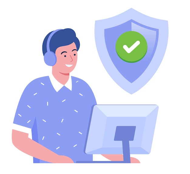 Internet security programmer guarantee trusting tech security safe website coding vector banner for landing page website