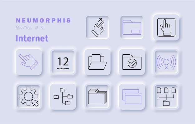 Internet set icon Hand gesture file management wireless signal system settings data processing connection digital infrastructure global network optimization