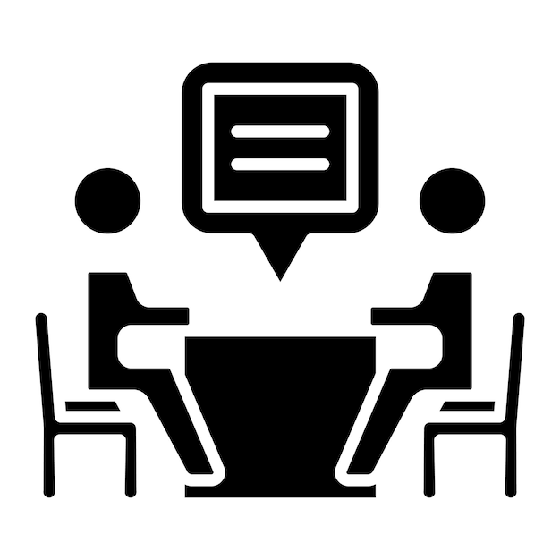 Interview Glyph Solid Black Illustration