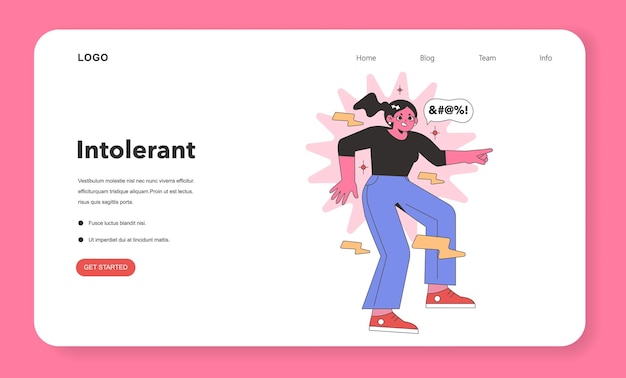 intolerant personality trait a character with a dismissive gesture embodying rejection and