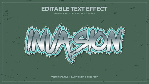 Invasion editable text style effect with street art style