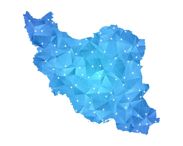 Iran map line dots polygonal abstract geometric.