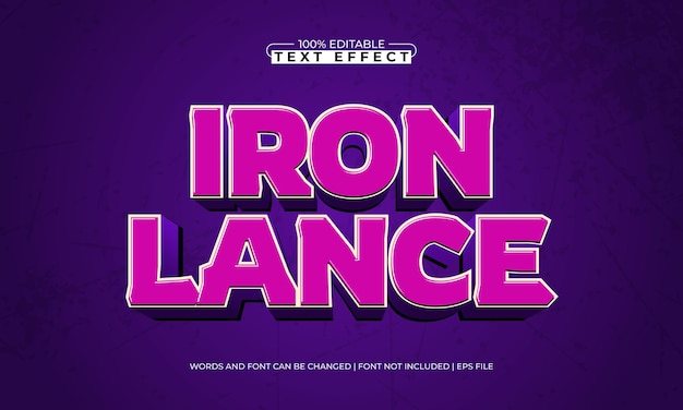 iron lance editable text effects with a knight and superhero theme