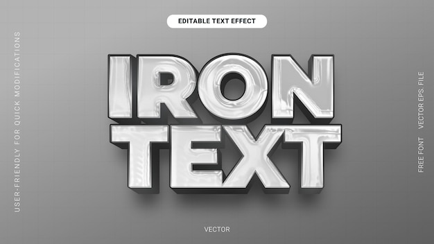 Iron Text Editable Chrome Typography with Modern Metallic Design