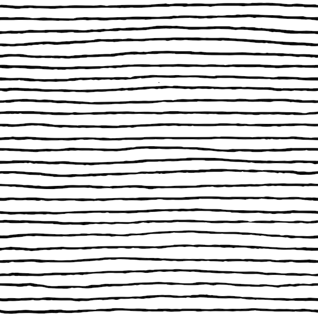 Irregular black striped pattern Seamless hand drawn thin lines Vector graphic print
