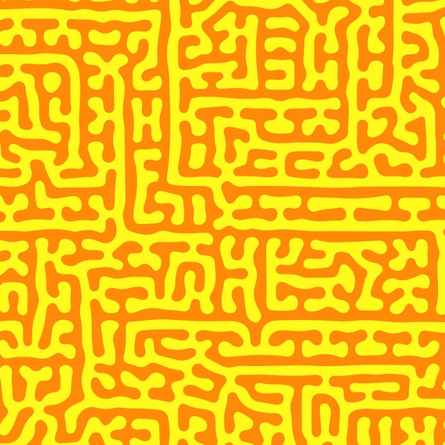 irregular organic lines coral seamless pattern with orange and yellow color