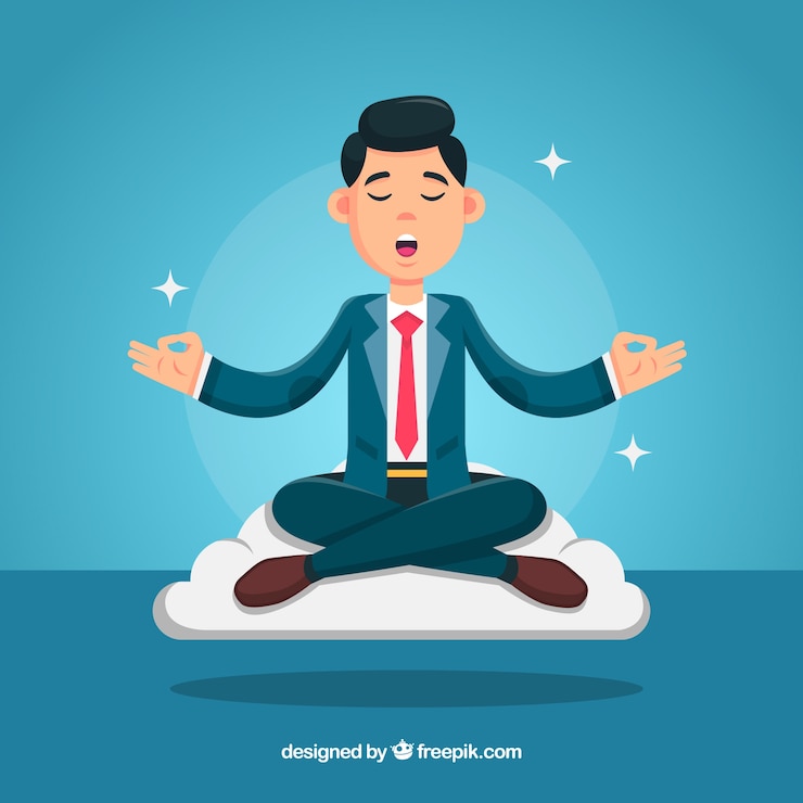 Vektör i̇ş adamı ile meditasyon konsepti