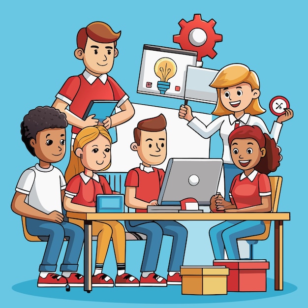İş birliğine dayalı ekip çalışması – Modern ofis çalışanları yaratıcı problem çözme ile meşgul