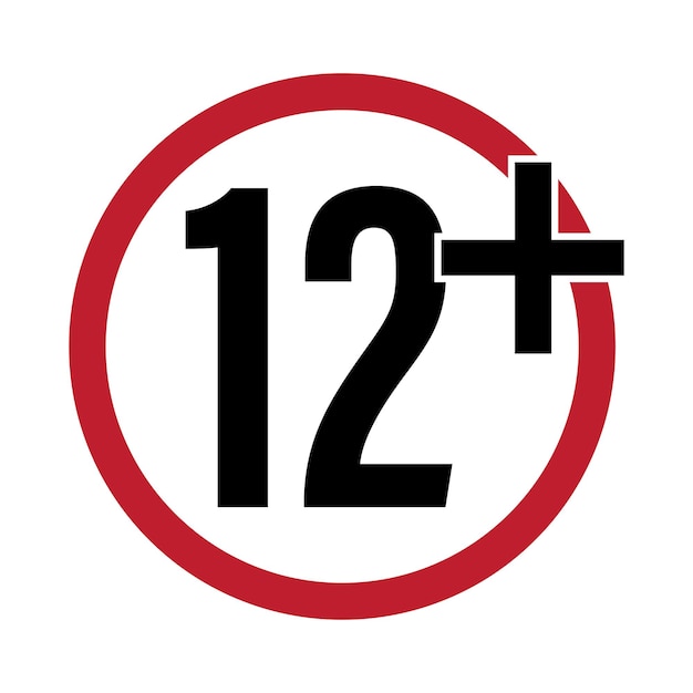 Isolated icon age restricted 2 plus years old