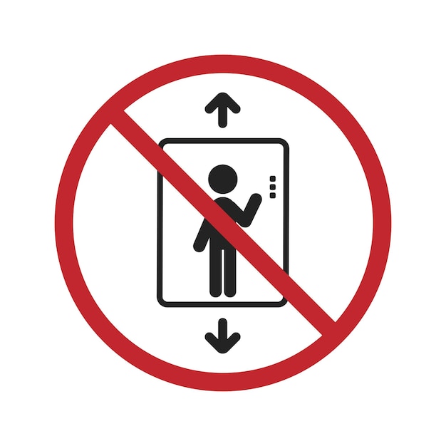isolated prohibition sign do not use elevator in case of fire and lift is out of service
