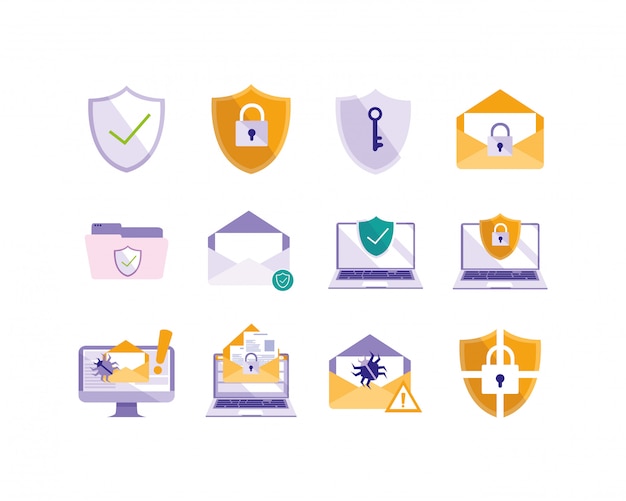 Isolated security system icon set 