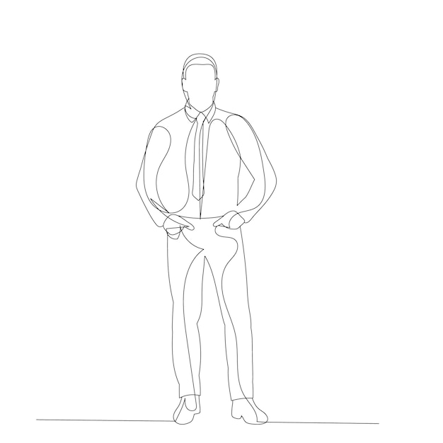 Isolated single line drawing of a man sketch