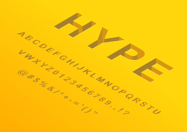 Isometric 3d Font design Alphabet letters numbers and symbols