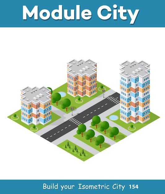 Isometric 3D landscape of the city Top