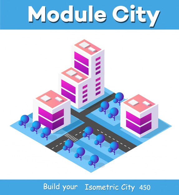 isometric 3d module block district part