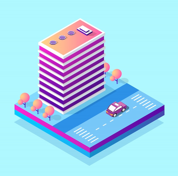 isometric 3d module block district part