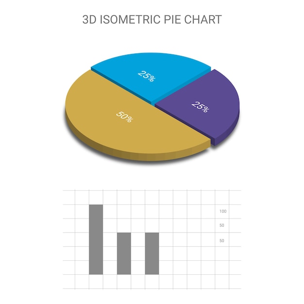 isometric 3d pie chart vector