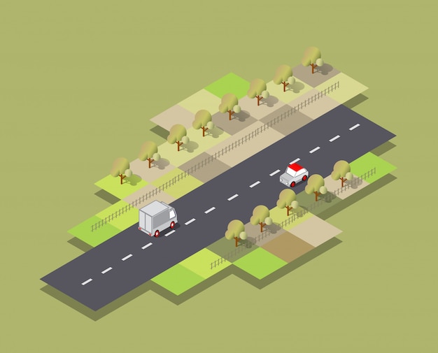 Isometric autumnal city
