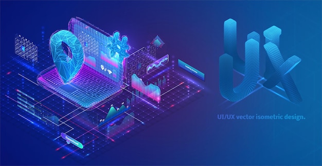 Isometric composition with graphs, information and virtual data retrieval on a laptop