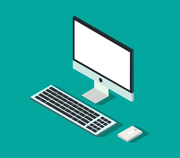 Isometric computer on background