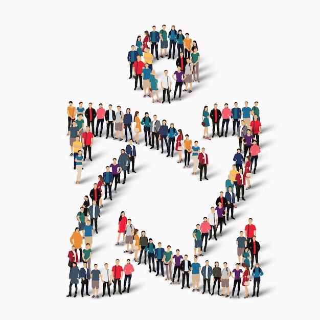 Isometric concept illustration of crowded people