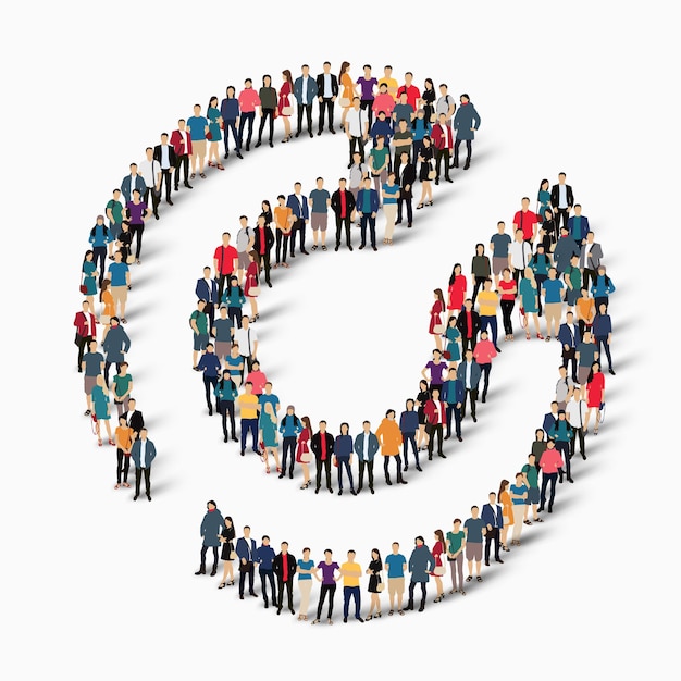 Isometric concept illustration of crowded people