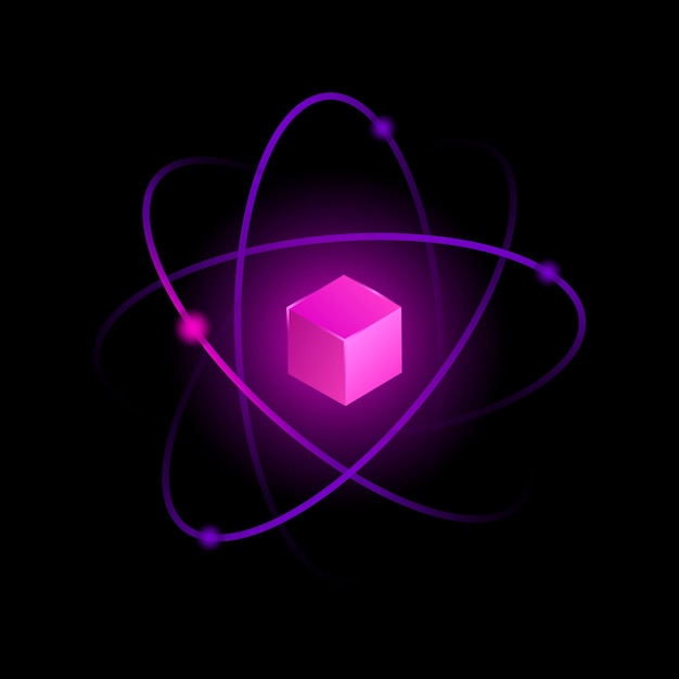 Isometric Cube in Atom Isolated Decorative Element