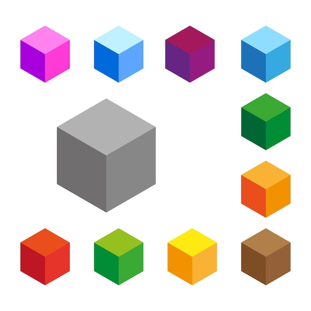 Isometric cube in more colors Vector illustration stock image