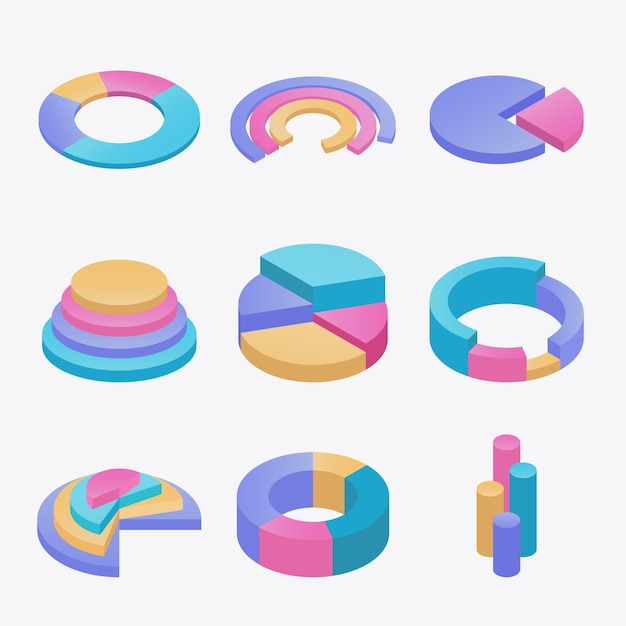 Isometric data and finance graphic statistics diagram and infographic elements
