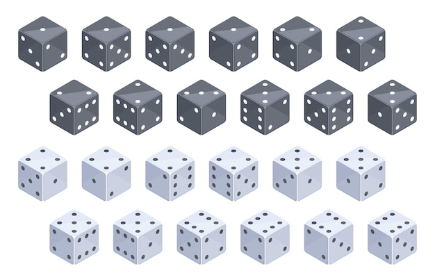 isometric dice gambling board game cubes 3d vector illustration collection board game dice set