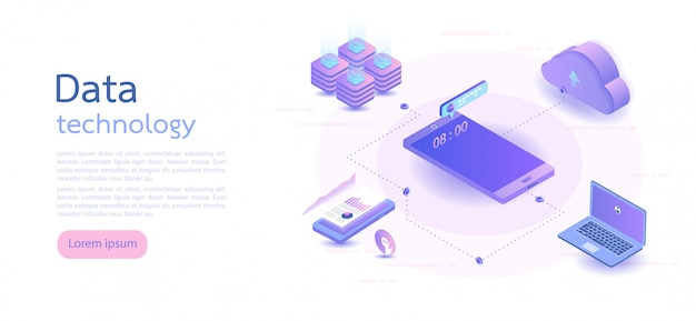 Isometric digital technology. Isometric vector illustration.