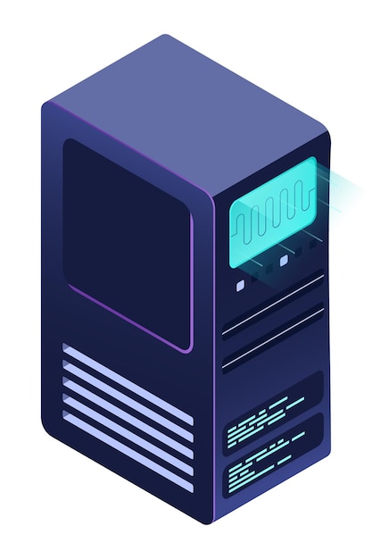 Isometric futuristic server Isometric database or data center Abstract blockchain Computer storage Cloud storage Isometric technology